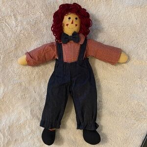 15” Rag Doll with Red Hair and Denim Overalls
